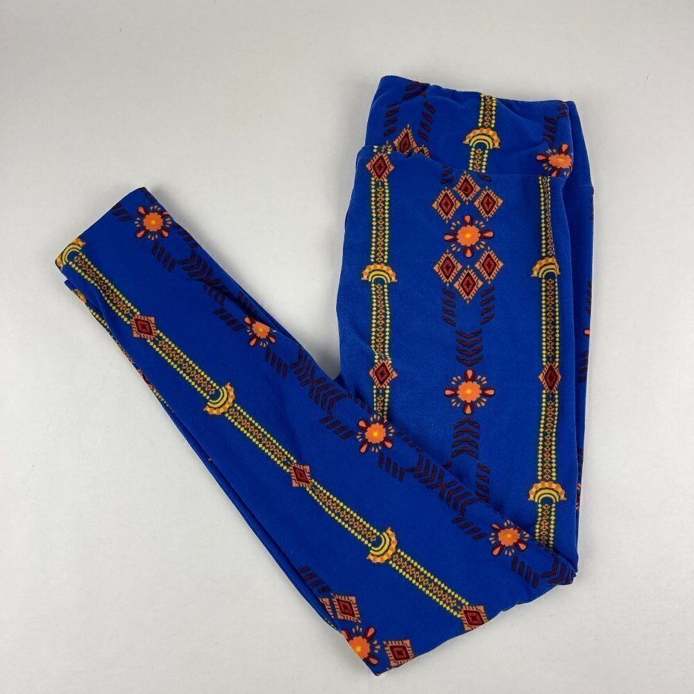 Lularoe Leggings Womens Tall & Curvey Blue Striped Pattern